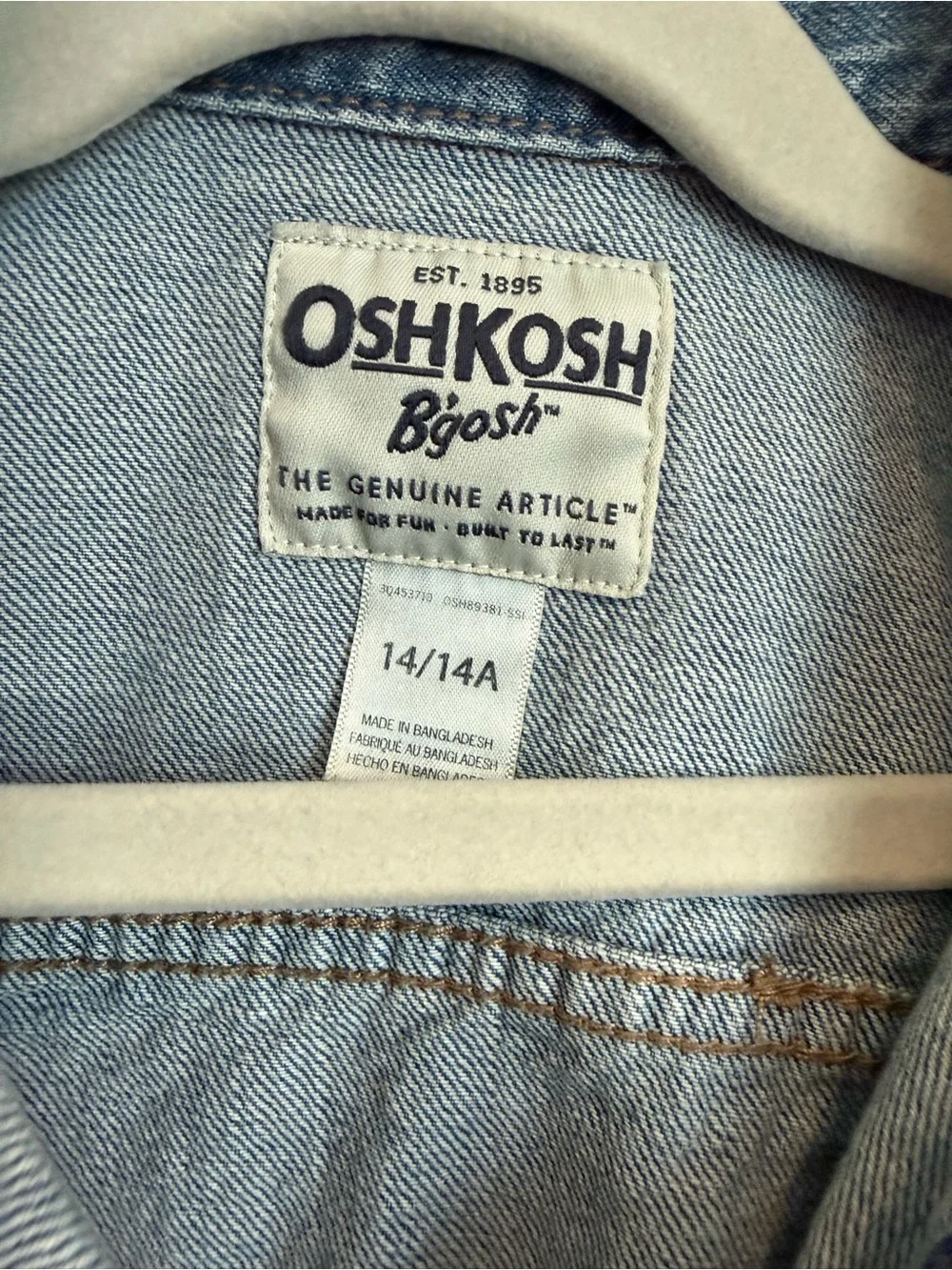 OshKosh B'gosh Light Blue Kids Denim Jean Jacket